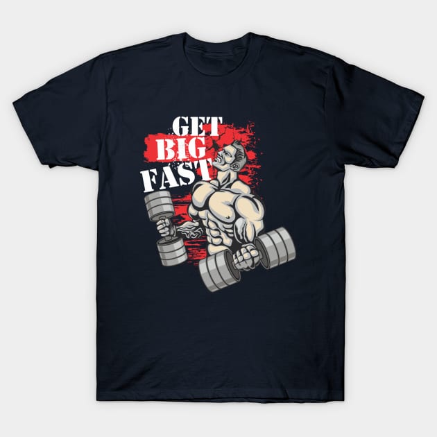 Get big fast - Crazy gains - Nothing beats the feeling of power that weightlifting, powerlifting and strength training it gives us! A beautiful vintage design representing body positivity! T-Shirt by Crazy Collective